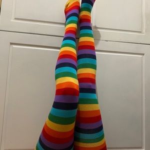 Rainbow tights high socks